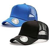 Vogcolab 2-Pack Classic Foam Trucker Hat Summer Mesh Hat Lightweight Adjustable Back Buckle Strap