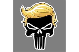 WORK HOUSE SIGNS Trump Punisher with Hair Donald Trump President 2024 Magnetic Bumper Sticker Oval, Share w/Family & Friends - Political Sticker for Vehicle, Refrigerator - Car Magnet Decal - Room & Wall Decor, Gift