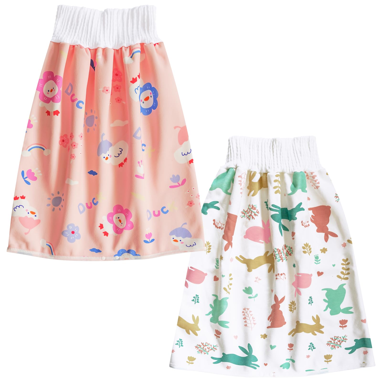 Photo 1 of CUXFLS Waterproof Diaper Skirt for Baby Toddler Bed Wetting Training Diaper Shorts for Boys and Girls Night Time (Rabbit+Duck) - L