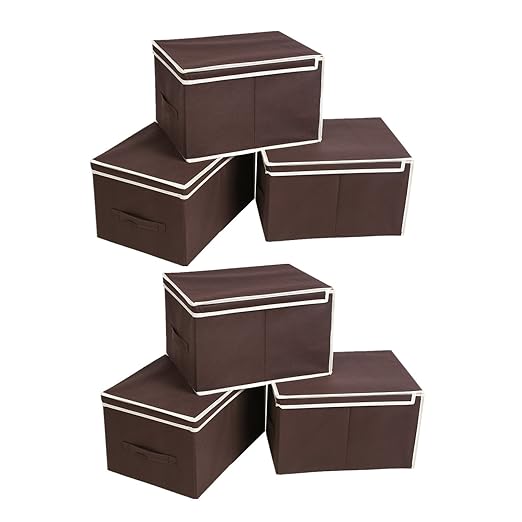 HOMFA 6er Aufbewahrungsboxen Stoff mit Deckel faltbar Schublade