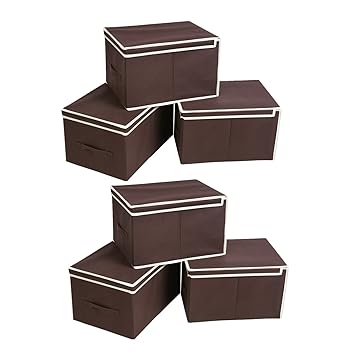 HOMFA 6er Aufbewahrungsboxen Stoff mit Deckel faltbar Schublade