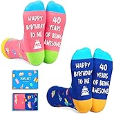 Zmart Awesome Birthday Gifts Women Men - Socks for 40 50 55 60 Year Olds, 2 Pack