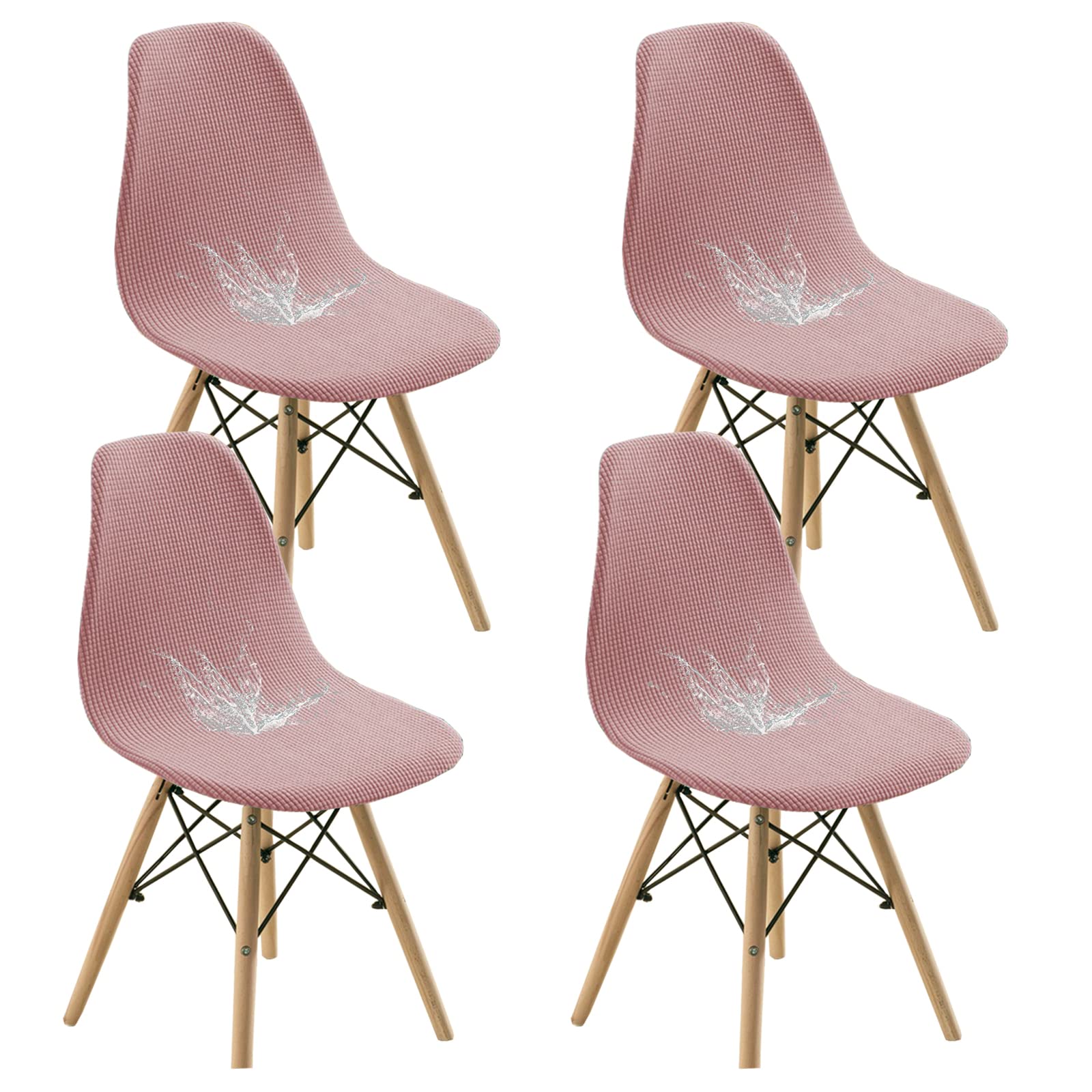 Bestenrose Water Resistant Shell Dining Chair Cover Jacquard Stretch Armless Chair Slipcovers Removable Washable Seat Cover for Kitchen Banquet Home Hotel Side Chairs Slipcover (set of 4, Pink)