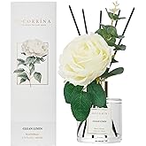 Cocorrína Flower Reed Diffuser - Clean Linen 6.7oz Scented Diffuser with Sticks Home Fragrance Essential Oil for Bathroom Shelf Decor (Artificial Flower)