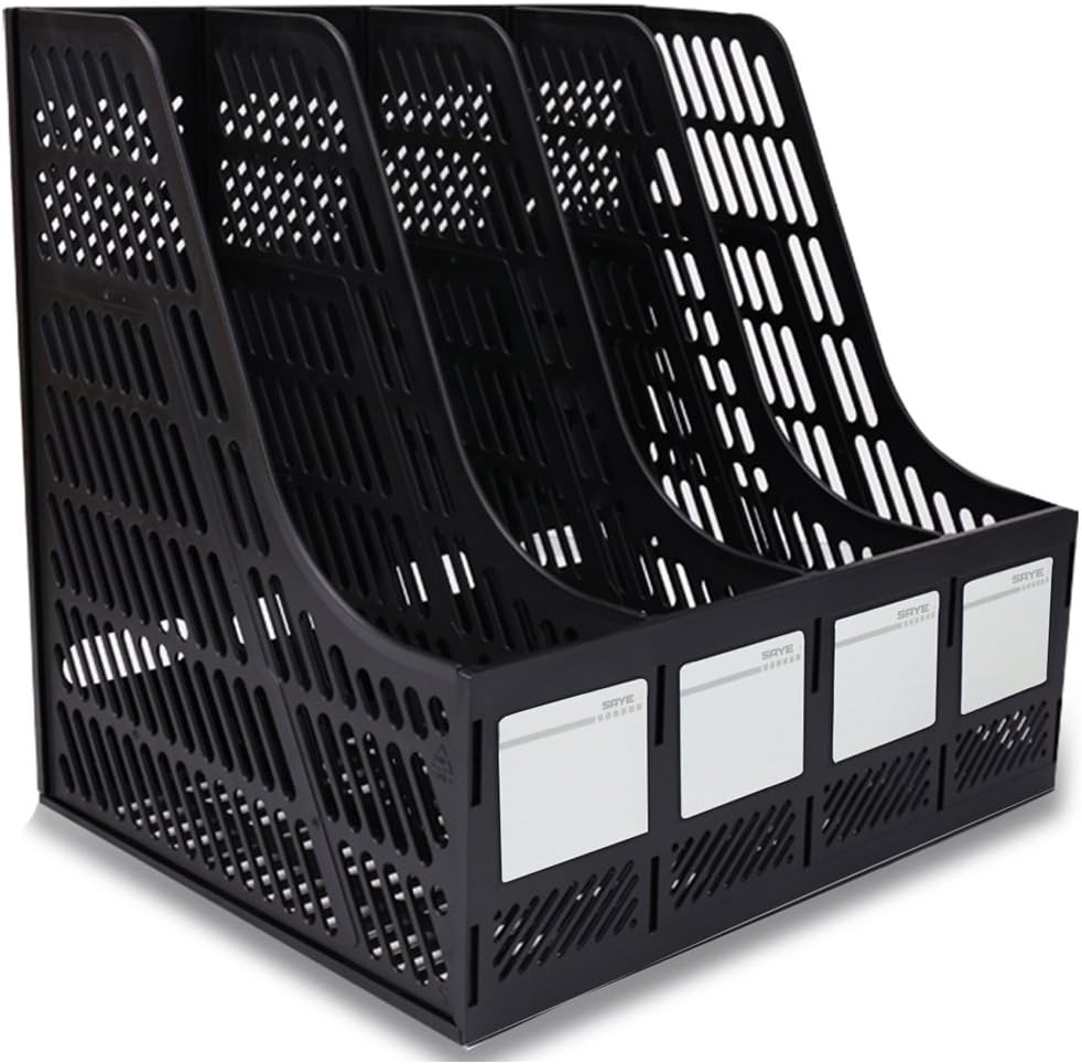 SAYEEC Sturdy Desktop 4 Sections Plastic Magazine Holders Frames File Dividers