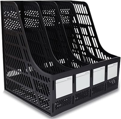 SAYEEC Sturdy Desktop 4 Sections Plastic Magazine Holders Frames File Dividers