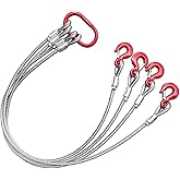 Wire Rope Slings for Lifting 4 Leg 6610lb Cable with Sling Hooks for Lifting & Towing 1/2Inch X 5 FT Heavy Duty Steel Wire Rope Crane Lifting Sling【4 Leg-3ton】