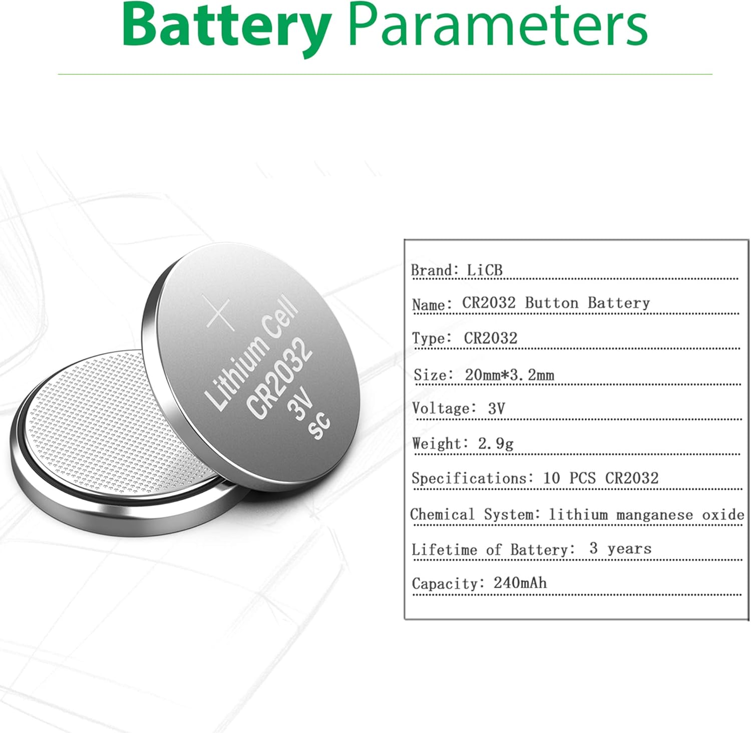 LiCB CR2032 3V Lithium Battery(10-Pack): Electronics