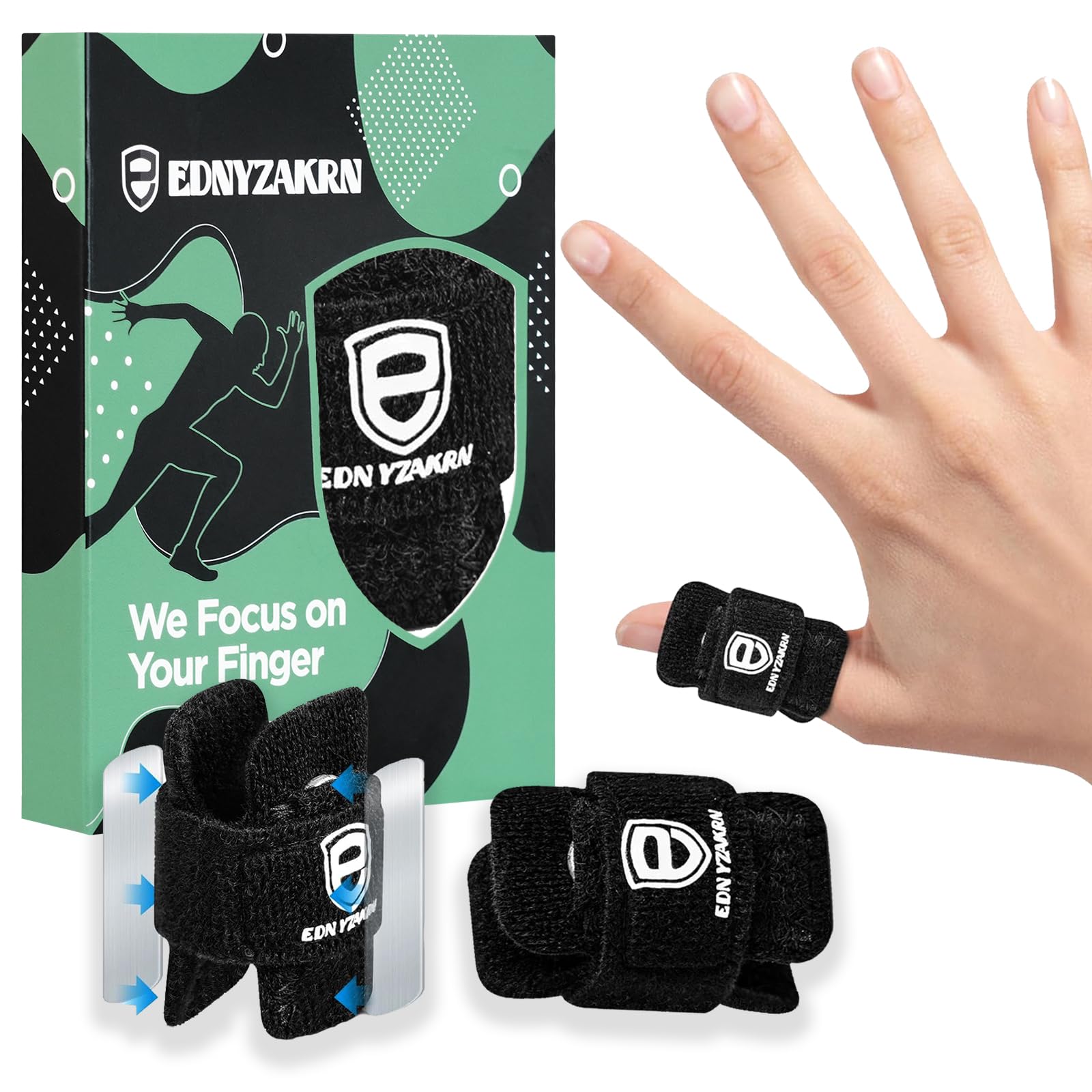 EDNYZAKRN 2Pcs Thumb Splint, Universal Finger Brace Fit for Men and Women, Ajustable 2 Metal Bar for Index, Middle, Ring (Large)