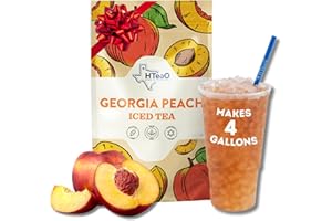 HTeaO Georgia Peach & Hibiscus Black Iced Tea Bags – Makes 4 Gallons in 5 Minutes – Large Tea Sachets for Parties, Family Gatherings, & Groups – Texas-Style Ice Tea Packets for Quick Brew (8-Count)
