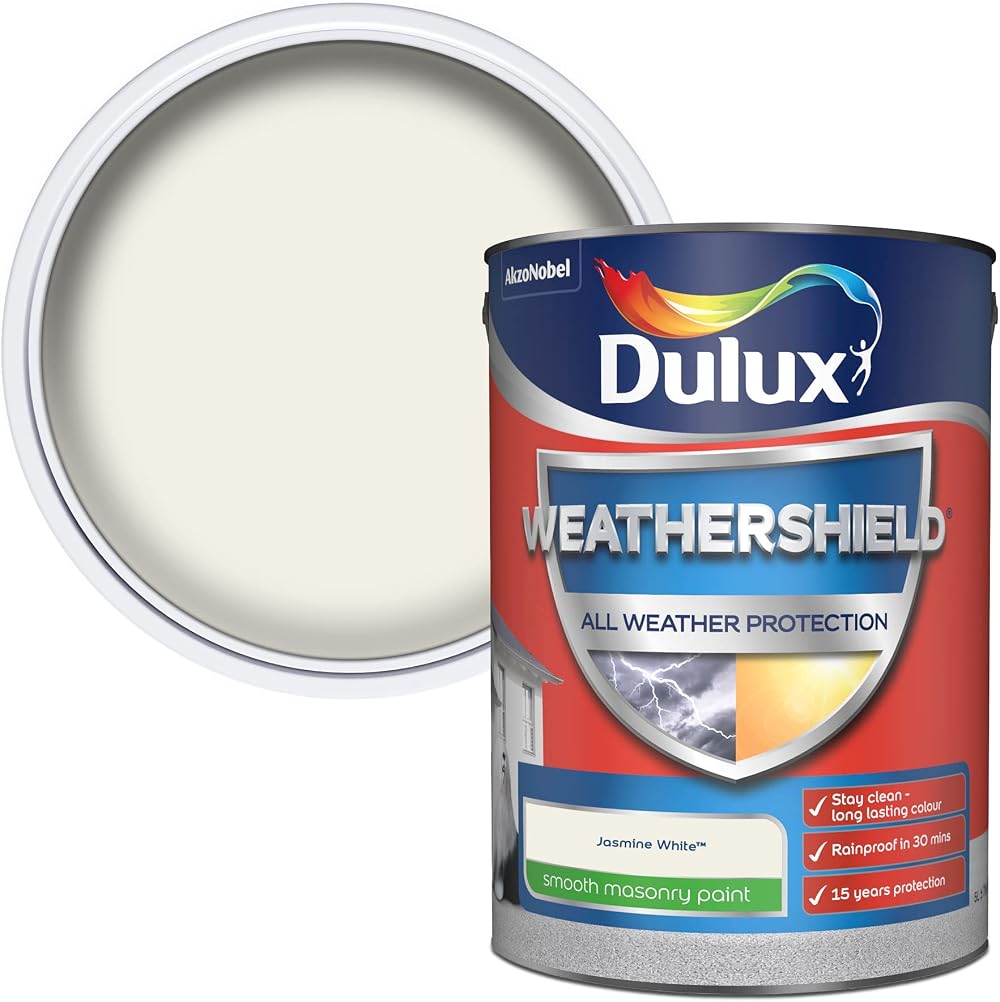 Dulux Weathershield Smooth Masonry Paint Jasmine White 5L