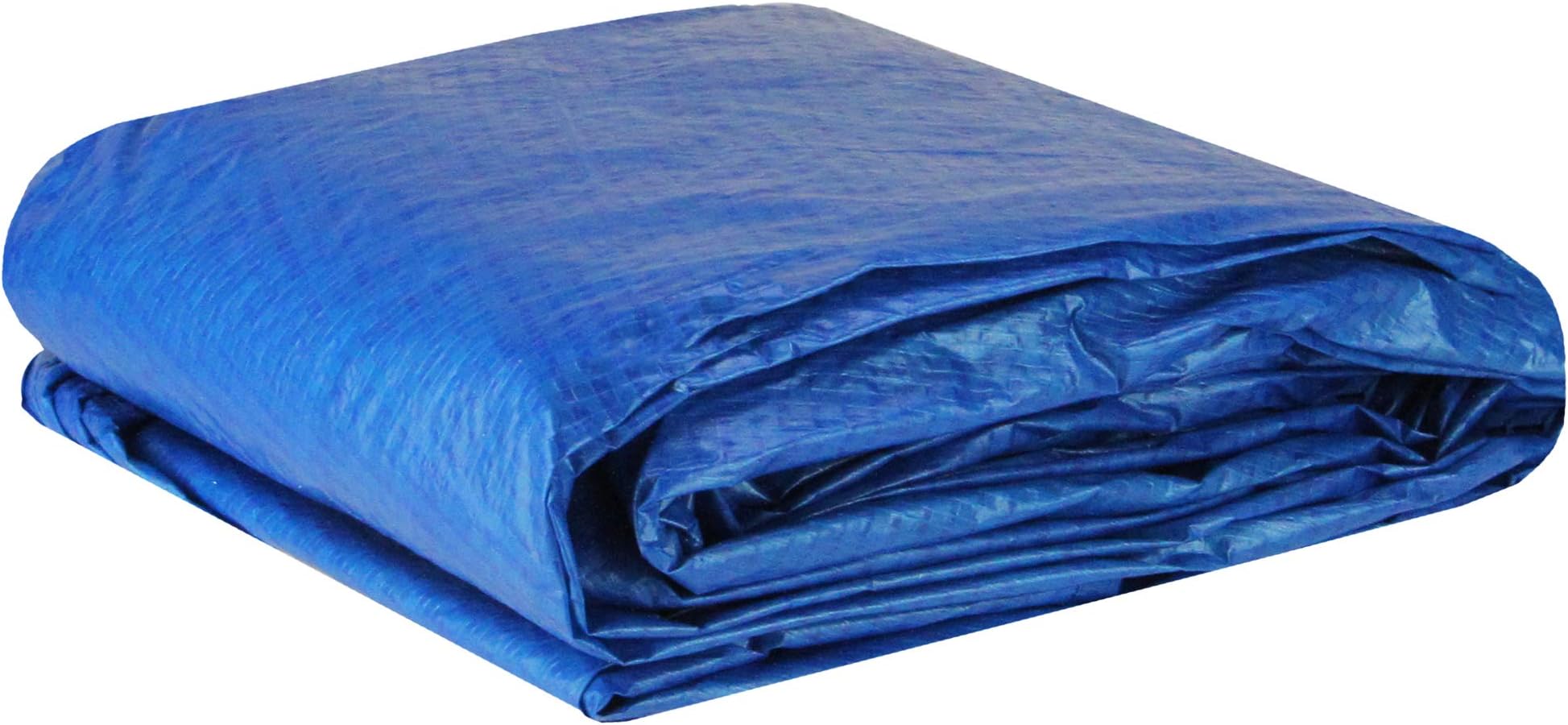 14.6' Blue Round Swimming Pool Cover with Rope Ties