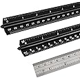 3 Pack 12 Inch Architectural and Engineering Scale Ruler Set, Laser-Etched Aluminum Triangular Drafting Tool Imperial and Metric Conversion Standard Metal Ruler for Architect Civil Engineer Blueprints