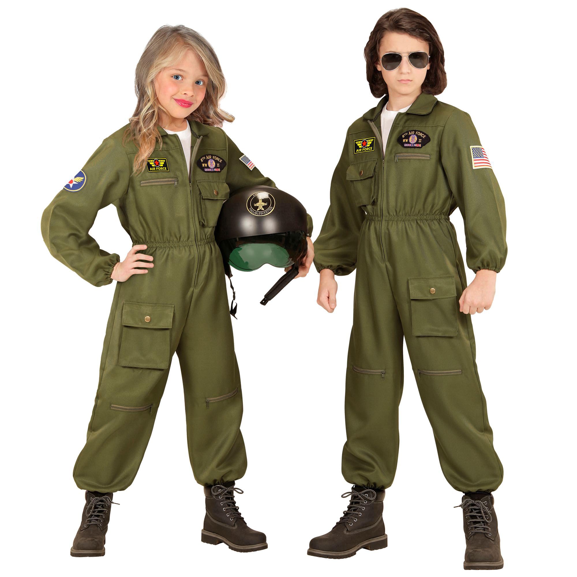 W WIDMANN MILANO Party Fashion - Unisex Child Fighter Jet Pilot Costume, Jumpsuit, Aviation, Soldier, Military, Carnival, Theme Parties