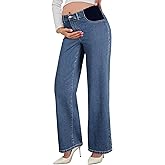 BLENCOT Maternity Jeans for Women High Waist Straight Leg Pregnancy Denim Pants with Pockets