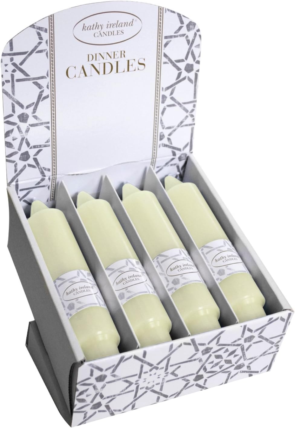 Kathy Ireland Candles Collenette Dinner Candle, 6-Inch, Bisque, Set of 8