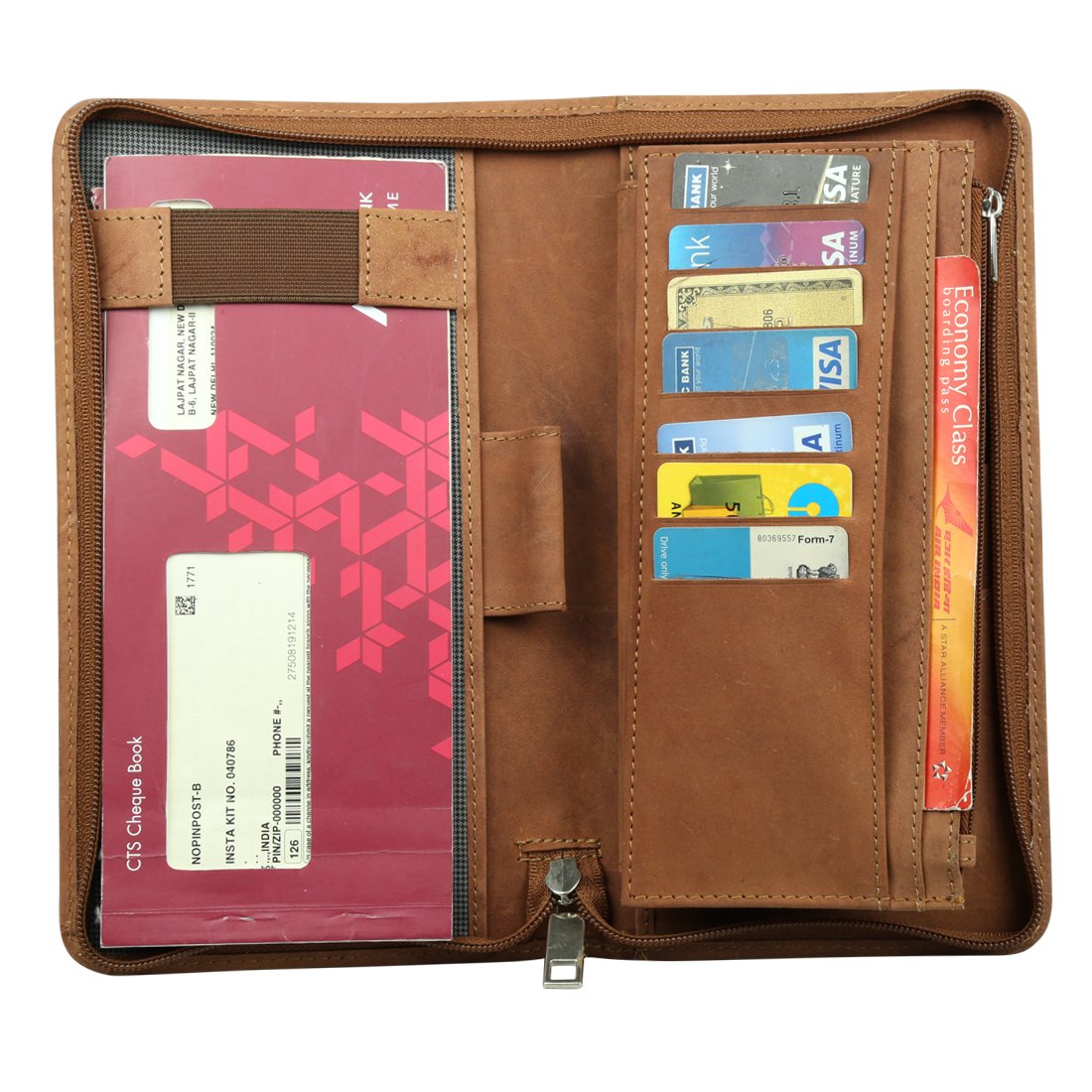 style98 unisex leather brown passport wallet