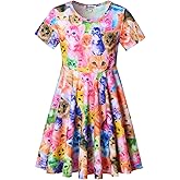 Unicorn Dresses for Girls Summer Swing Short Sleeve Casual Clothes for Kids