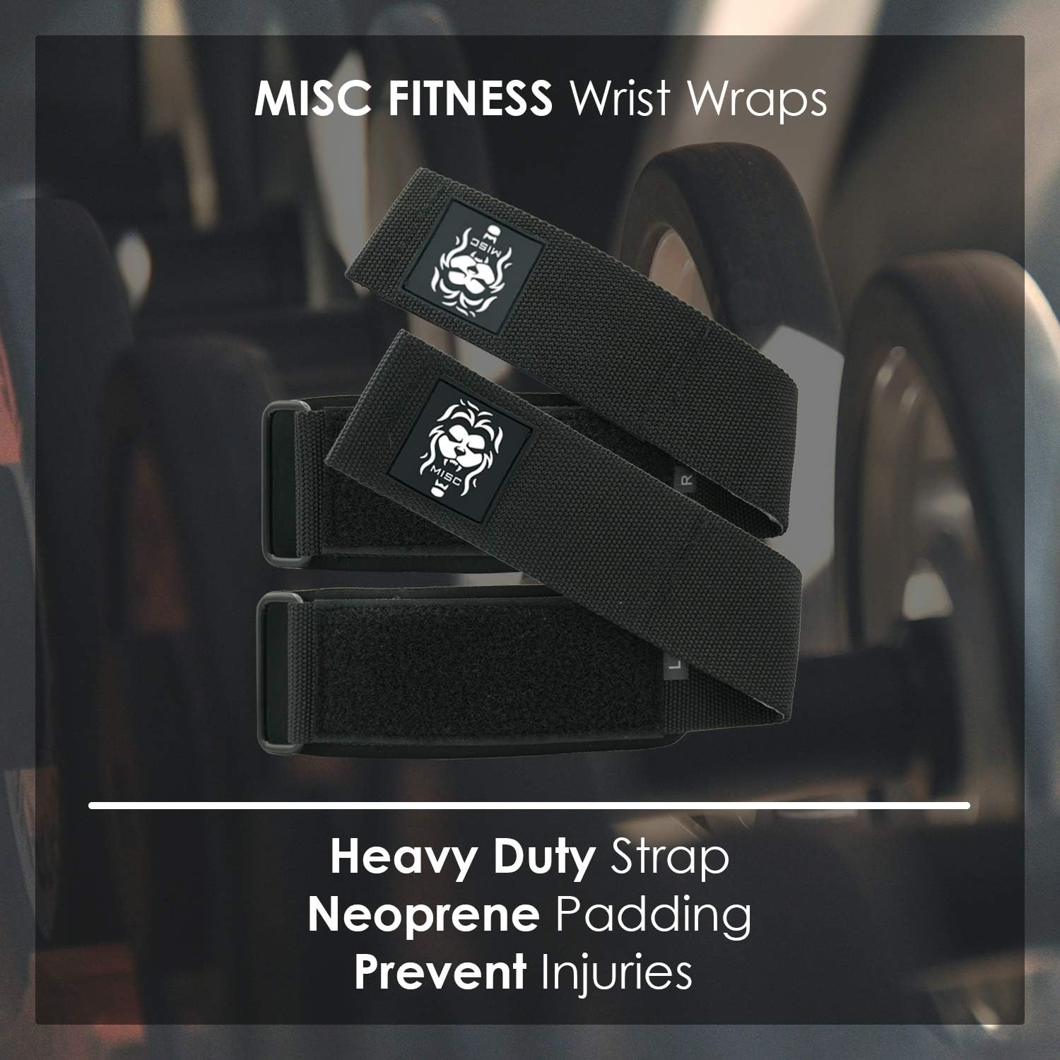 MISC FITNESS Wrist Wraps - Lifting Support Compression and Stabilization for Powerlifting Weightlifting Crossfit - Custom Fit Adjustable Fixing Tape Extra Wide Strap with Steel Buckle - Black V2 : Sports & Outdoors