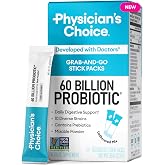 Physician&rsquo;s Choice 60 Billion CFU Probiotic Stick Packs - 10 Strains + Prebiotics - Immune, Digestive &amp; Gut Health - Supports Occasional Constipation, Diarrhea, Gas &amp; Bloating - for Women &amp; Men - 24CT