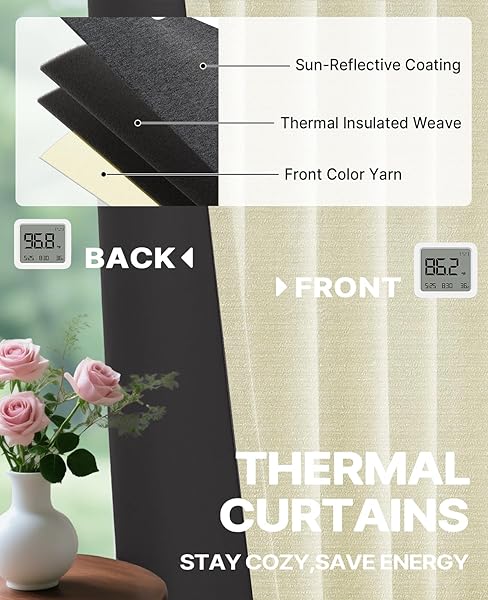 BEIGE BLACKOUT CHENILLE CURTAINS 52X84 INCH – THERMAL INSULATED ROOM DARKENING DRAPES WITH GROMMET, ULTRA SOFT WRINKLE RESISTANT NOISE REDUCING WINDOW TREATMENTS FOR BEDROOM LIVING ROOM, 2 PANELS SET
