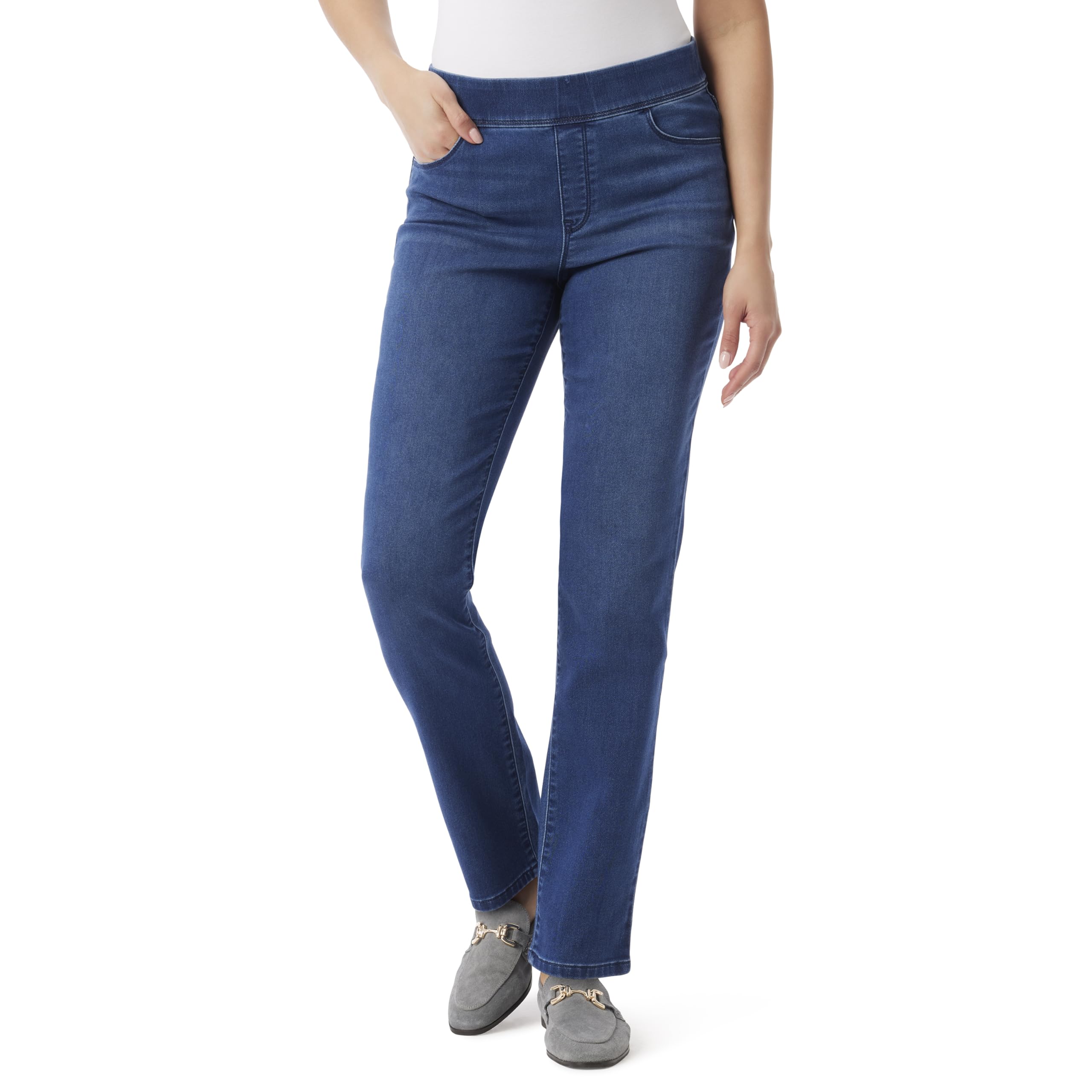 Gloria Vanderbilt Women’s Amanda Pull On High Rise Jean Standard, METZEN Whiskers