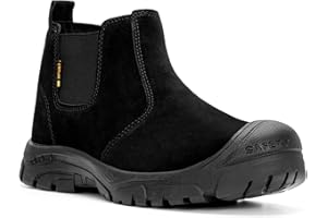 ZBVB Steel Toe Work Boots for Men Women Slip-on Chelsea Boots, Men's Industrial Construction Shoes, Waterproof, Lightweight, Comfortable, Non-slip Safety Boots…