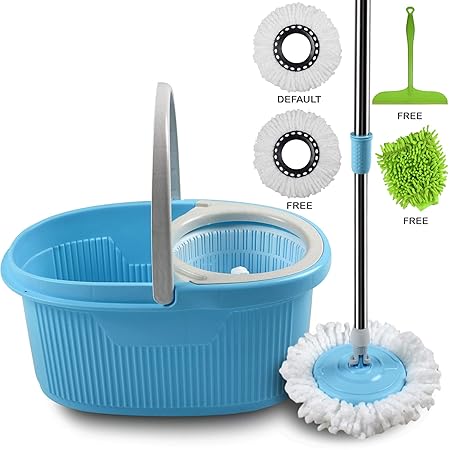 Cozylife by Smile Mom, Magic Spin Mop with Bucket Set Offer with Easy Wheels for Best 360 Degree Floor Cleaning, 2 Refill Head, Free Microfiber Glove + Kitchen Wiper