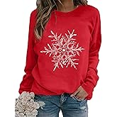 TOTWOW Christmas Sweatshirt for Women Cute Christmas Graphic Tops Holiday Crewneck Long Sleeve Pullover Tops
