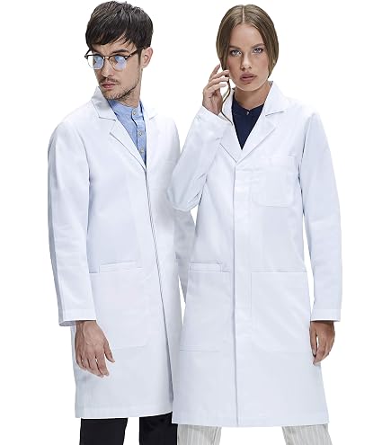 Blouse De Laboratoire Unisexe - Blanc, 110 Cm, 65% Polyester 35% Coton, Boutons-Pression, Poches