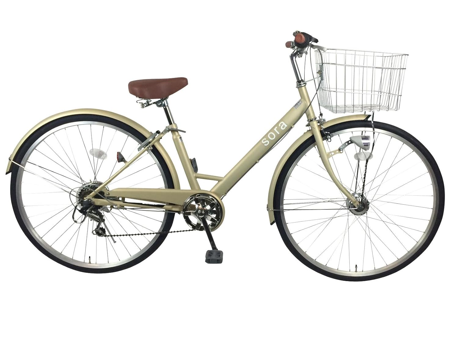 Sora おしゃれな自転車 クリーム 27インチ B01n6u3ruc シティーファミリーサイクル 格安人気