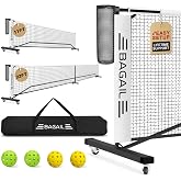 BAGAIL Portable Pickleball Net Set, 22 FT Regulation Size Pickle Ball Net with Ball Collector, 4 Balls and Carry Bag, Easy Setup for Outdoor Indoor Driveway
