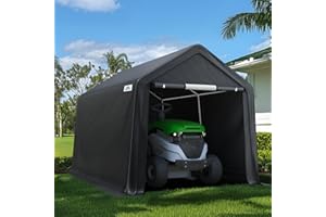 ADVANCE OUTDOOR 7x12 ft 2 Roll up Doors & Vents Outdoor Portable Storage Shelter Garage Tent Carport for Motorcycle ATV with Heavy Duty Metal Frame and Anti-UV Snow Resistant Waterproof Cover, Gray