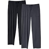 DAVID ARCHY Mens Pajama Pants Bamboo Rayon Lightweight Sleep Bottoms, Breathable Lounge Pants with Pockets Comfy PJs, 2 Pack
