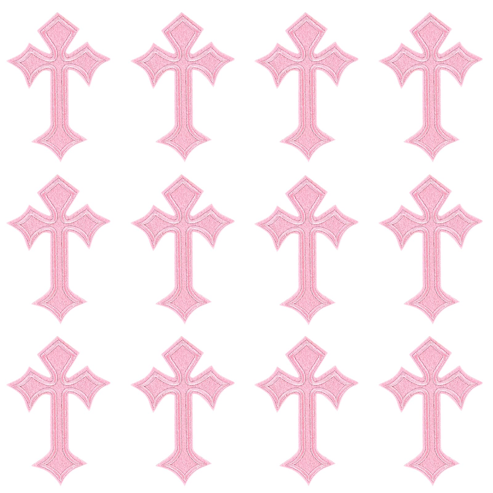 Photo 1 of Morcheiong 12Pcs Cross Patches Iron On Cross Embroidered Applique Patch DIY Decor Patches for Clothes Jeans Hat Backpack?Light Pink?