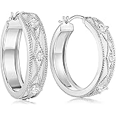 Moissanite Emerald Ruby Sparkle Chunky Wide Hoop Earrings for Women, Solid 925 Sterling Silver, Gorgeous Half Hoop Earrings, Christmas Anniversary Mother's Day Jewelry