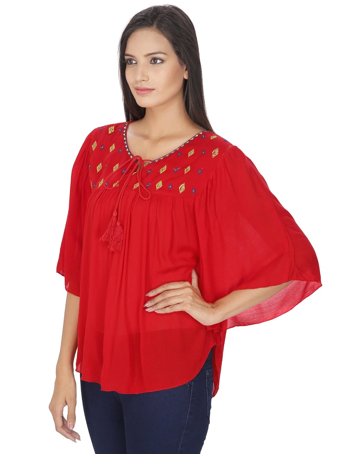 aditii's mantra stylish embroided poncho women's cotton top