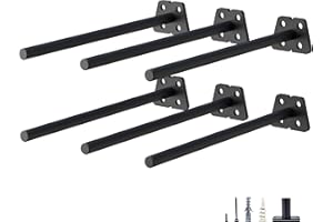 NEODROP 6-Pack 10 Inch Hidden Floating Shelf Bracket, Heavy Duty Blind Shelf Support Hardware | Invisible Wall Brackets for Kitchen, Fireplace Mantel Wood Shelves | Black Powder Coated Solid Steel