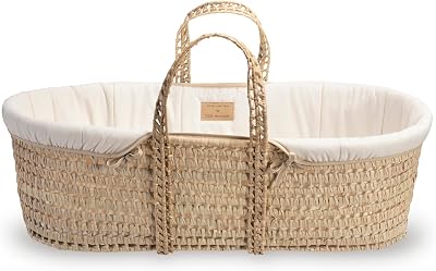 Clair de Lune Organic Palm Moses Basket Natural Cream 75x28 cm