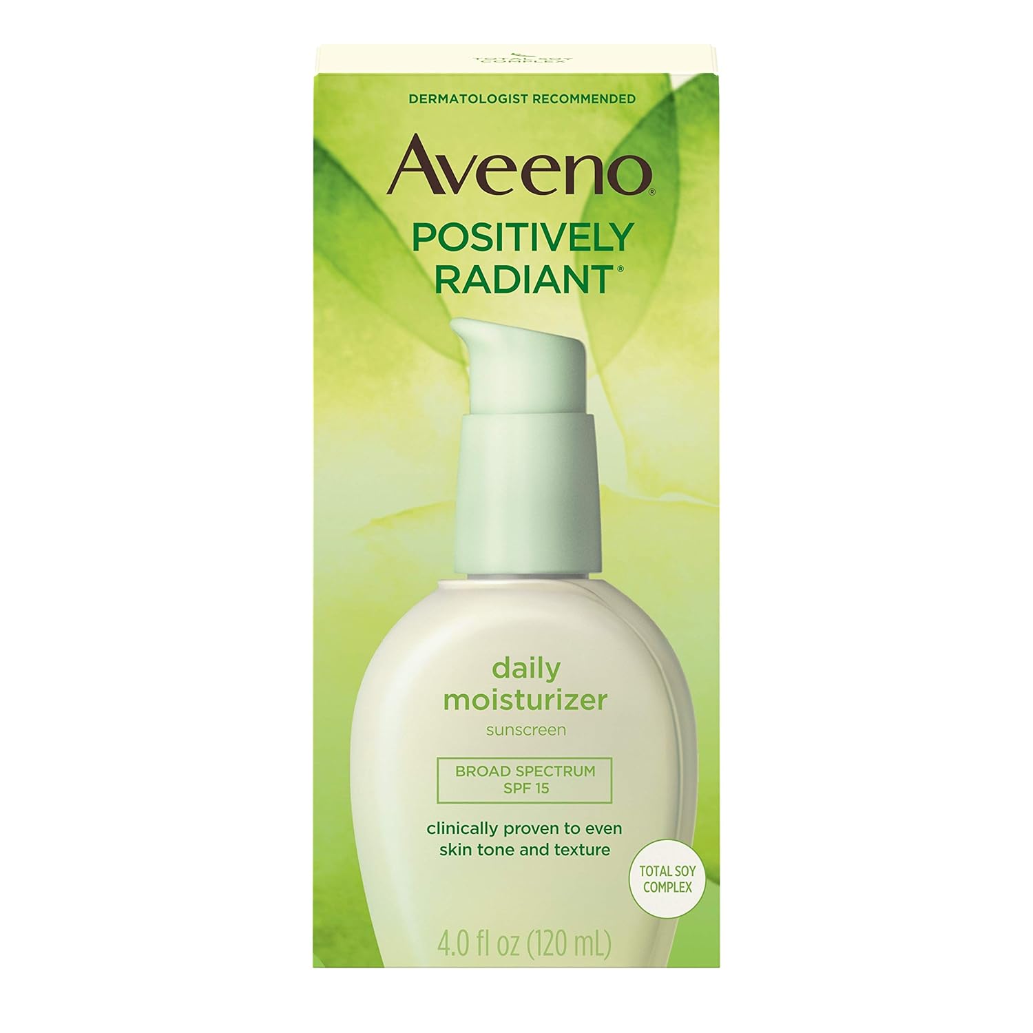 Aveeno Positively Radiant Daily Face Moisturizer with Broad Spectrum SPF 15 Sunscreen and Soy Extract, 4 fl. Oz: Beauty