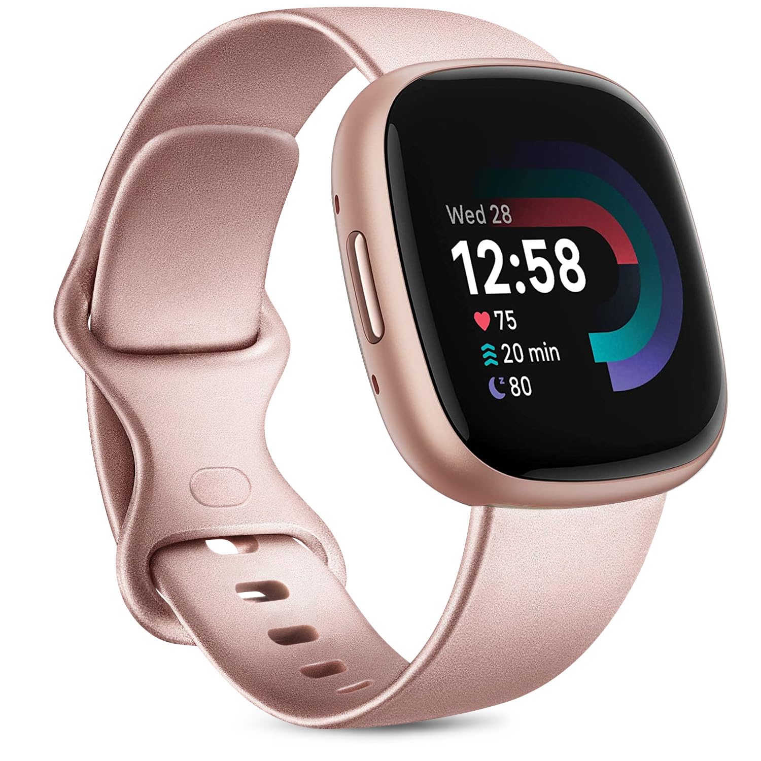 Strap for Fitbit Versa 4/ Versa 3 Straps for Women Men/Fitbit Sense/Sense 2 Strap, Soft Sport Watch Strap Replacement Wristbands for Fitbit Versa 4/Versa 3/Fitbit Sense/Sense 2 (Rose Gold, Small) — image 1