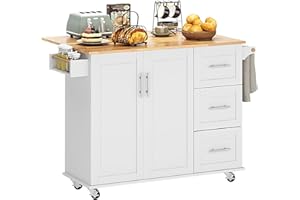 DlandHome Kitchen Island Cart with Storage Kitchen Cart Sideboard and Buffet with Wheels Bar Cart with Large Countertop with 