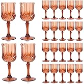 CHLJAR 24 Pcs Plastic Rose Gold Stemmed Wine Glasses, 7oz, Unbreakable, BPA-free, Dishwasher Safe, Perfect for Weddings, Parties, and Everyday Use