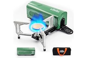 BIG HORN OUTDOORS Butane Camping Stove, Portable Folding Gas Burner with Carry Bag for Camping, Emergency Use and Outdoor Cooking