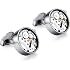 Boutons De Manchette Homme Ronds Cristal - Laiton Plaqué Acier - Diamètre 15 Mm - Cadeau Mariage, Affaires