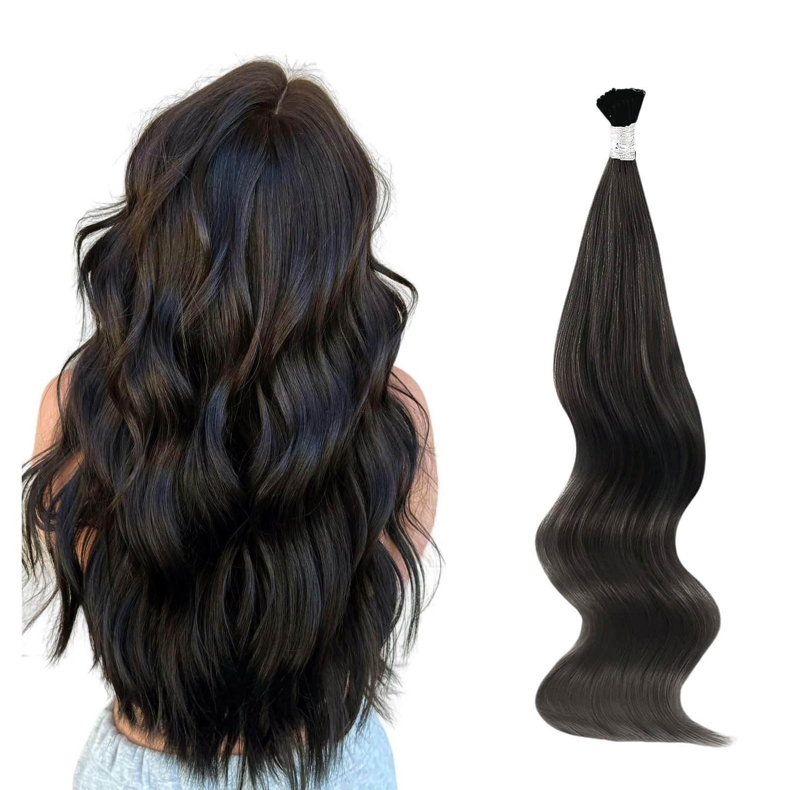 ABH AmazingBeauty Hair I Tip Hair Extensions Real Human Hair 50 Grams Tip Fusion Hair Extensions #1B Off Black Soft Natural Hair I Tip Remy Hair Extensions 100strands 14 Inch โ image 1