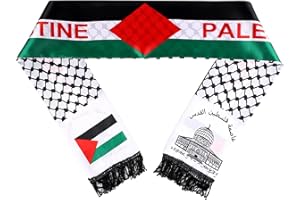 XIHIRCD Palestine Flag Scarf, Unisex Adults Graphic Scarf, Multicolor, 140x13.5cm/55.12x5.31 inch, Double-Sided Satin, Perfec