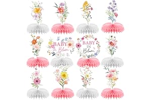 Baby in Bloom Baby Shower Decorations - 12PCS Rngmsi Wildflower Party Decorations Flower Honeycomb Centerpieces Gender Reveal