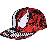Marvel Comics Adult Venom Carnage Split Face Embroidered Flat Bill Snapback Hat for Men and Women