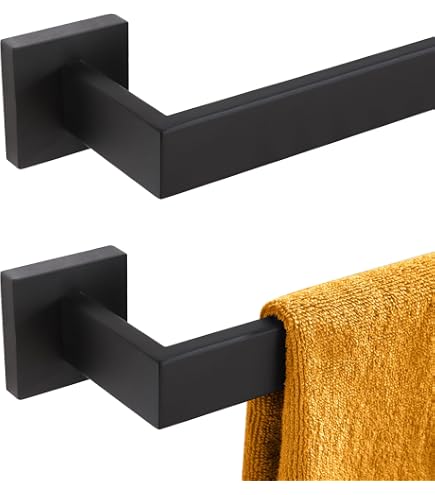 TAUN 36 Inch Stainless Steel Towel Bar - 304 Matte Black Modern Square Towel Rod, Rustproof - View #3